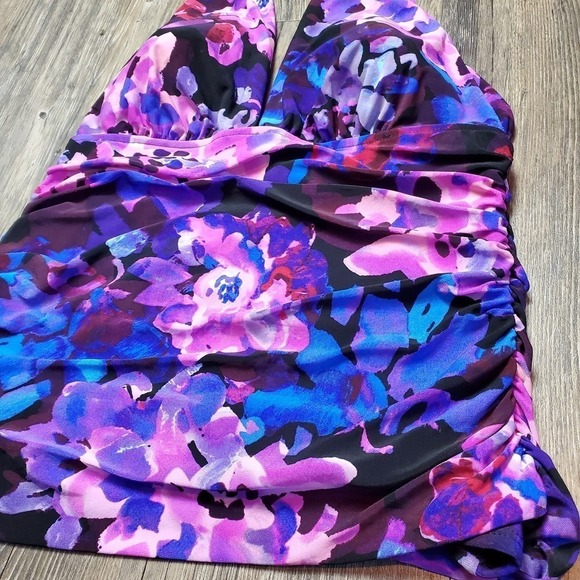 Magicsuit Divine April Tankini Swim Floral Adjustable Ruched Halter Top NEW - Picture 4 of 12